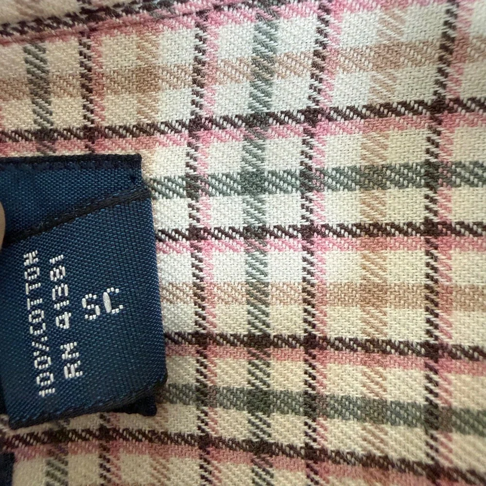 Vintage Polo Ralph Lauren Shirt Men 4XB Biege Pink Plaid Classic Fit Cotton Big